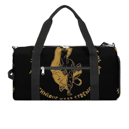 Jiu-jitsu-brazil-martial Pattern Sports Tote Gym Bag for Women Men, Overnight Bag with Shoe Compartment Water Resistant