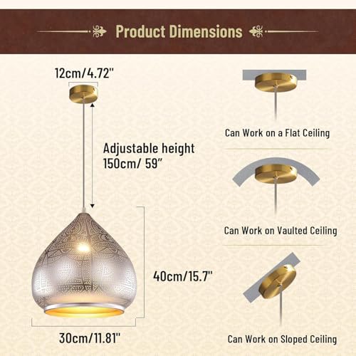 Image of 2 Pack Pendant Light Moroccan Chandelier Vintage Farmhouse Light