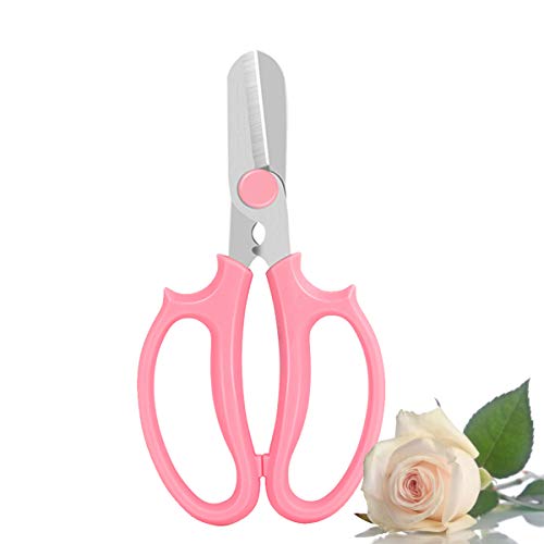 Leize Flower Scissors, Premium Multi-Function Stainless Steel Floral Shears, Thickened Pruner for Flowers, Branches and Leaves (Pink)