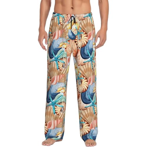 Seashell Mens Pajama Pants Cozy Lounge Baggy Lightweight Pj Pants Lounge Bottoms With Elastic Waist