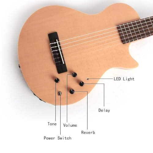 Image of Fojill Electric Classical Guitar Classic Nylon String Travel Portable Silent Practice Guitars Mahogany Body Neck Rosewood Fretboard With Gig Bag