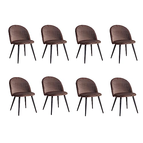Benyled Juego De 8 Sillas De Comedor Sillas De Cocina Con Tapizado De Terciopelo Sillas De Salón Modernas Con Patas De Metal Negro Marrón Benyled Juego De 8 Sillas De Comedor Sillas De Cocina Con Tapizado De Terciopelo Sillas De Salón Modernas Con Patas De Metal Negro Marrón