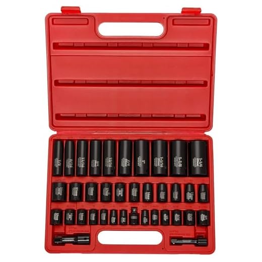 Neiko 02443A 3/8" and 1/2" Drive Master Impact Socket Set, 38 Piece Deep and Shallow Assortment | Standard SAE (Inch) and Metric (mm) Sizes | Cr-V Steel