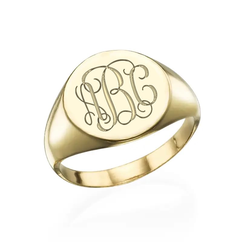 Custom Monogram Ring Personalized Initial Ring Women Men Christmas Valentine Birthday Gift - Gold Silver Rose Gold
