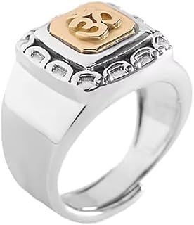 Sterling Silver Om Aum Ohm Rings for Women Men Hindu Sanskrit Lucky Wealth Ring Jewelry Adjustable Open Rings