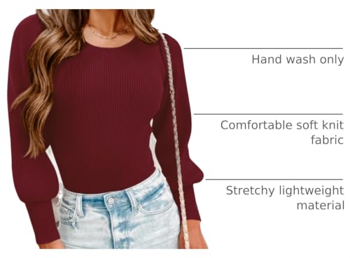 Image of MASCOMODA Womens Puff Long Sleeve Ribbed Sweater Bodysuits