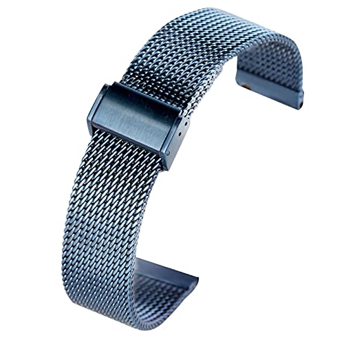 Bracelet de remplacement 18mm bleu en maille acier inoxydable avec fermoir crochet