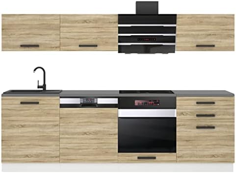 Belini Cuisine Équipée Linda - 240 cm avec Plan de Travail, Chêne...