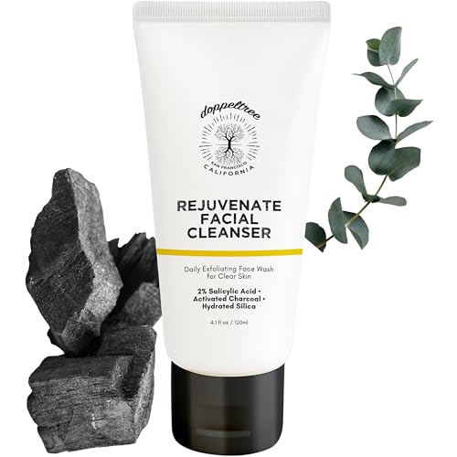 Doppeltree 3-in-1 Peeling Gesichtsreiniger mit 2% Salicylsäure, hydratisierter Kieselsäure und Aktivkohle für reinere Haut, Ölkontrolle und Anti-Aging