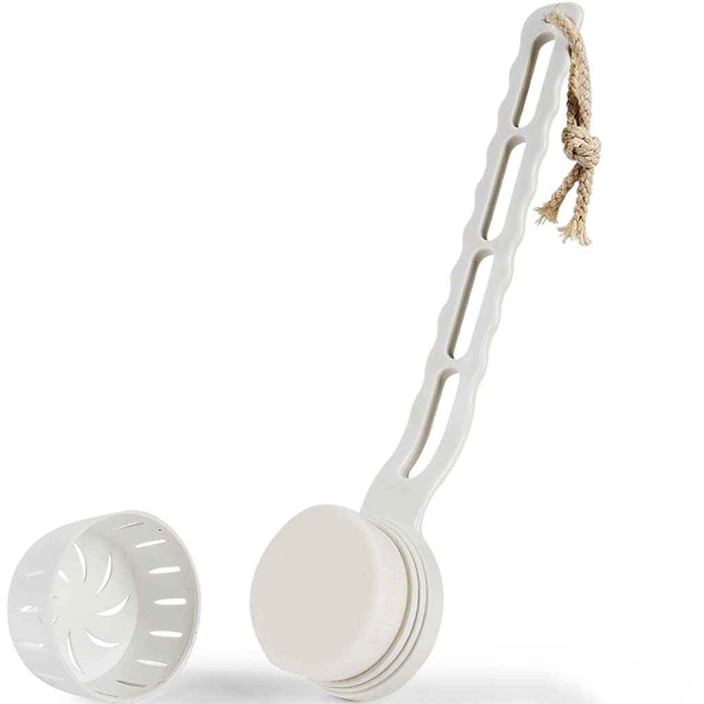 Cepillo de baño para el Cepillo para la Piel de la Espalda con Cubierta para el Cabezal del Cepillo, Cepillo para Frotar la Espalda Hecho de Fibra de Nailon, fácil de Colgar y almacenar (Co