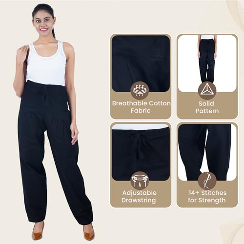 Image of Happy Bunny Salwar Pant for Women, Fine Cotton Ethnic Trousers with Drawstring Waist, Comfortable Daily, Office & Casual Wear Bottoms