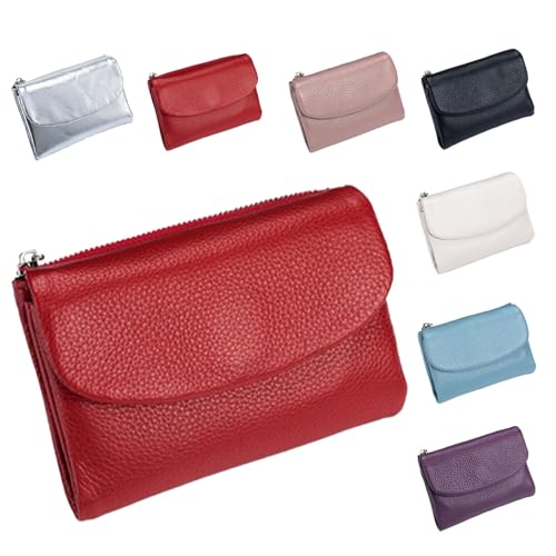 Joyfullygo Wallet, Unisex Pebble Leather Wallet, Small Wallets for Women, Can Hold Coins, Id Cards (red)