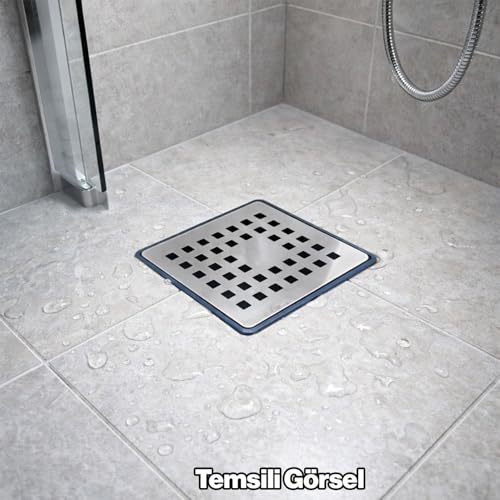 Kare Yer Süzgeci 10x10 Paslanmaz Çelik 45 mm Zemin Süzgeci Banyo Duş Tuvalet Su Tahliye Izgarası