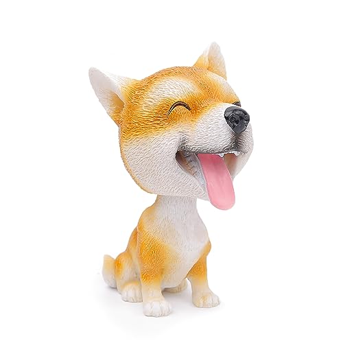 Tête à pompon de voiture Shiba Inu : figurine oscillante de tableau de bord