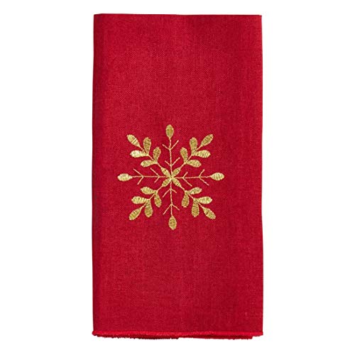 Servilletas de Tela Bordadas Snowflake 20" x 20" Set 4 Rojo miniatura 2