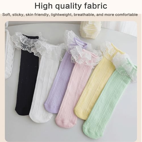 Toddler Socks, Loose Socks Lace Calf Bowknot High Boot Sock Leg Cover Long Knee Stockings Breathable Children Sock4