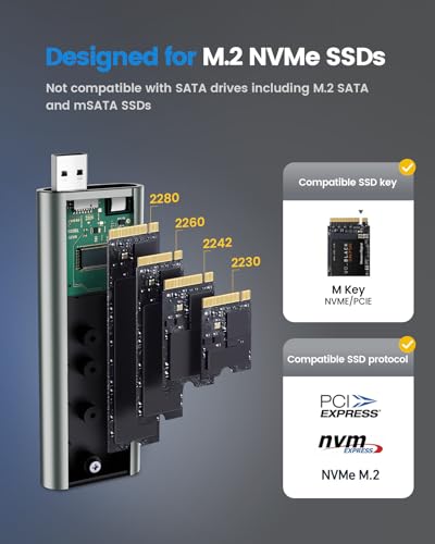 Caja externa MOGOOD para SSD M.2 USB 3.2 Gen 2 miniatura 3