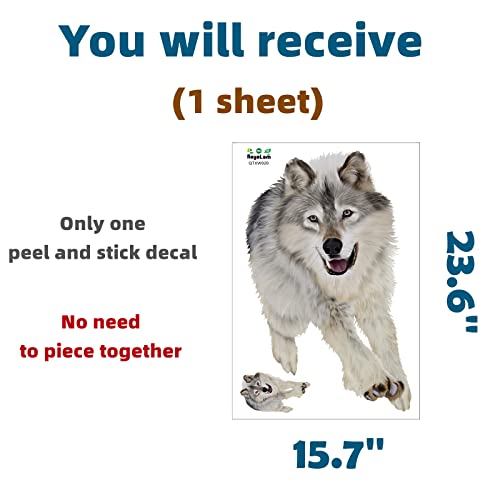 Royolam Lifelike Running Wolf Wall Decal Nursery Animal Wall Sticker Removable Peel And Stick Wall Art Decor Stickers For Kids Baby Classroom Preschool Living Room Playing Room Bedroom School #TOP3