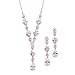 Mariell 14K Rose Gold Plated Cubic Zirconia Wedding Necklace & Earrings Bridal Jewelry Set for Brides