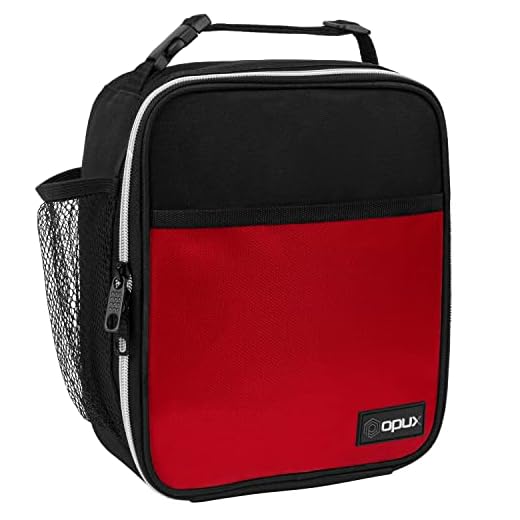 OPUX Premium Thermal Insulated Mini Lunch Bag | School Lunch Box For Boys, Girls, Kids, Adults | Soft Leakproof Liner | Compact Lunch Pail for Office (Red)