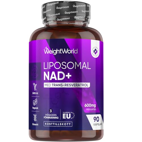 Liposomalt NAD+ med trans-resveratrol – 600 mg per kapsel – 3 månaders förråd – NAD Plus med fosfolipidkomplex – trans-resveratrol 98% (källa: japansk knotweed) – WeightWorld