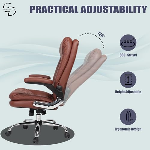 Image of ERGOLUX Premium Office Chair | Ergonomic High Back Boss Chair for Home Office, Home Office & Study | Height Adjustable Office Chair with Chrome Base | 1pc (Tan)