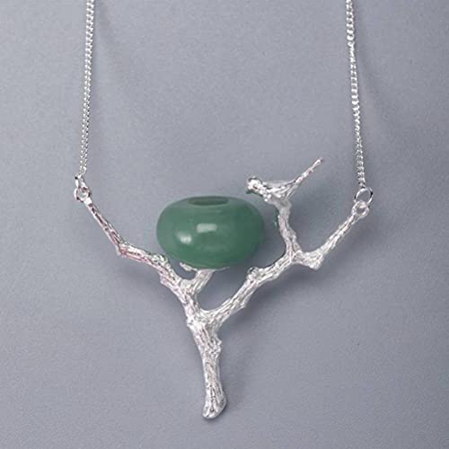 Collier ethnique chinois oiseau d'eau chaîne de clavicule blanche pendentif argent S925