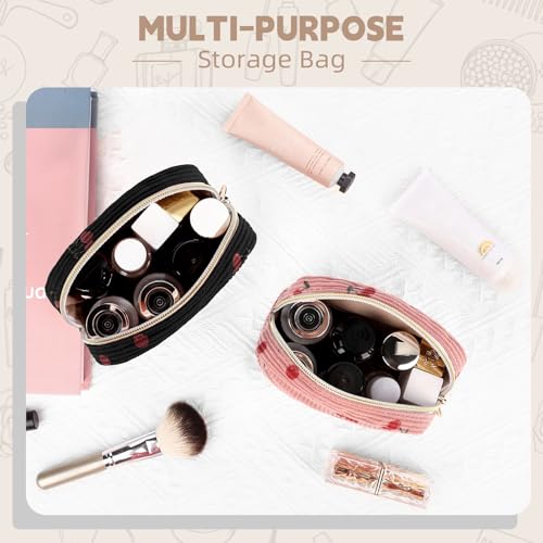 Image of Period Bag for Teen Girls, Corduroy Sanitary Napkin Pouch, S-Pink | Strawberry Menstrual Pad Pouches Tampon Holder for Purse, Cute Period Pouches for Sanitary Napkin, Menstrual Cup, Pad, Tampo