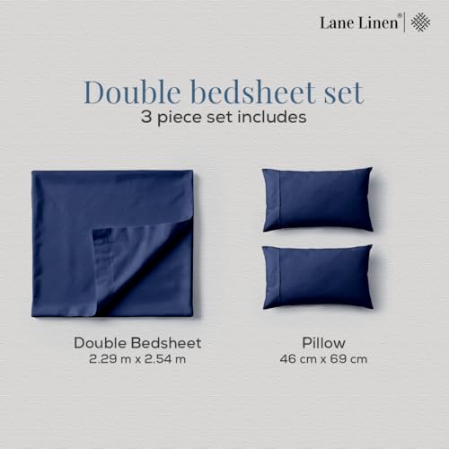 Image of LANE LINEN 100% Cotton Satin Fantasy Bedsheet Double Size - White | OEKO-Tex Certified, 100% Cotton Satin Weave, Fits Double & Queen Bed, Gentle on Skin & Hair, Wrinkle-Free