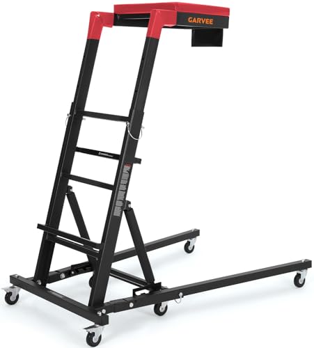 Garvee Top Side Creeper 48 in-68 in Adjustable Height 400 LBS Capacity High Top Automotive Creeper with 6 Swivel Caster Wheels Heavy Duty Foldable Creeper for Garage Shop Black