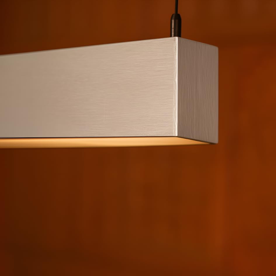Image of Acco LED Linear Pendant Light | Sleek Silver Finish | 40W | Modern Suspended Lighting Fixture | Elegant Ambient Illumination for Offices, Workspaces, Studios & Retail Spaces