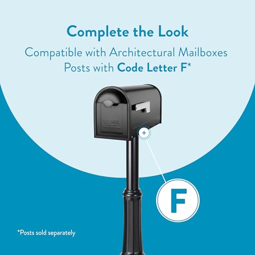 Architectural Mailboxes 8830B-10 Winston Nickel Flag Post Mount Mailbox, Medium, Black