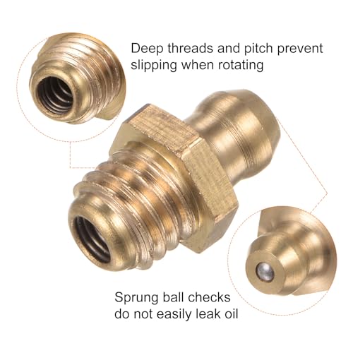 Image of HARFINGTON 15pcs Brass Straight Grease Fitting M8x1.25mm Metric Thread Hydraulic Grease Nipple Accessories for Car