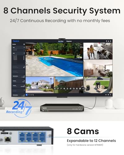 Image of REOLINK 8CH Network Video Recorder for Home Security Camera System, 24 /7 Recording(HDD Not Included), Only Work with 16MP /12MP /4K /8MP /5MP /4MP REOLINK PoE IP Camera, RLN8-410
