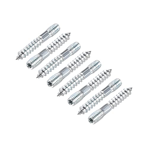 QUARKZMAN Doble Punta Tornillos (M8 x 50mm), 8uds Suspensión Pernos Carbono Acero Autorroscante Doble Rosca Espiga Tornillos para Hogar Reparaciones