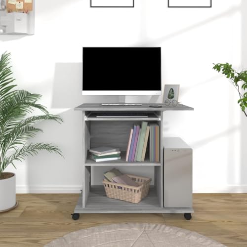 Xichuzi Escritorio, Mesa Escritorio, Secretaria Escritorio, Mesa De Estudio, Escritorios es, Escritorio Oficina, de Madera contrachapada Gris Sonoma 80x50x75 cm