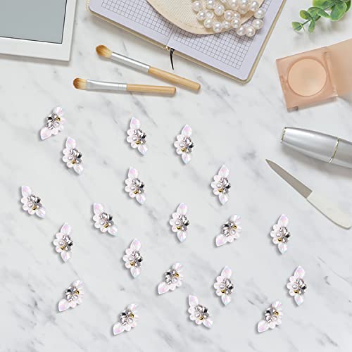 Xeaohesy 20Pcs 3D Flower Nail Charms Flower Charms For Nails Gems And Rhinestones For Nails Inlay Pearls Beads Crystals 3D Acrylic Flowers For Nails Nail Art Accessories For Women(White) #TOP6