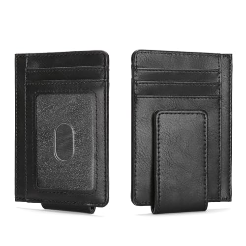 Magnetic Closure Slim Wallet for Men Leather RFID Blocking Minimalist Front Pocket Money Clip Wallet Credit Card Holder