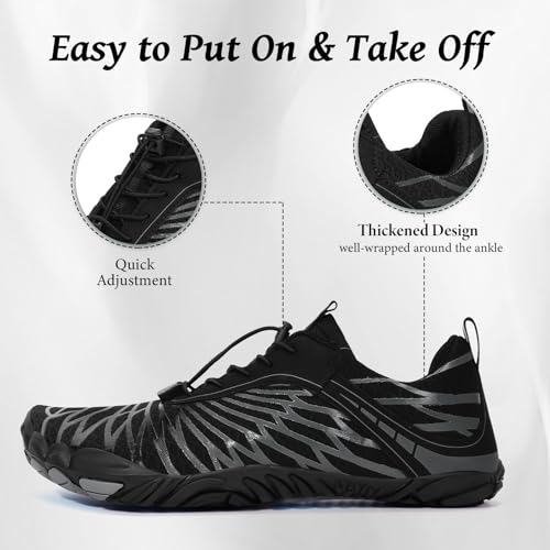 Image of Hike Barefoot Shoes Footwear, Pro Barefoot Shoes Women Men, Athletic Hiking Minimalist Water Shoe Breathable Quick Dry Zero Drop Trail Running Shoe with Non-Slip Sole & Wide Toe Box Black-a