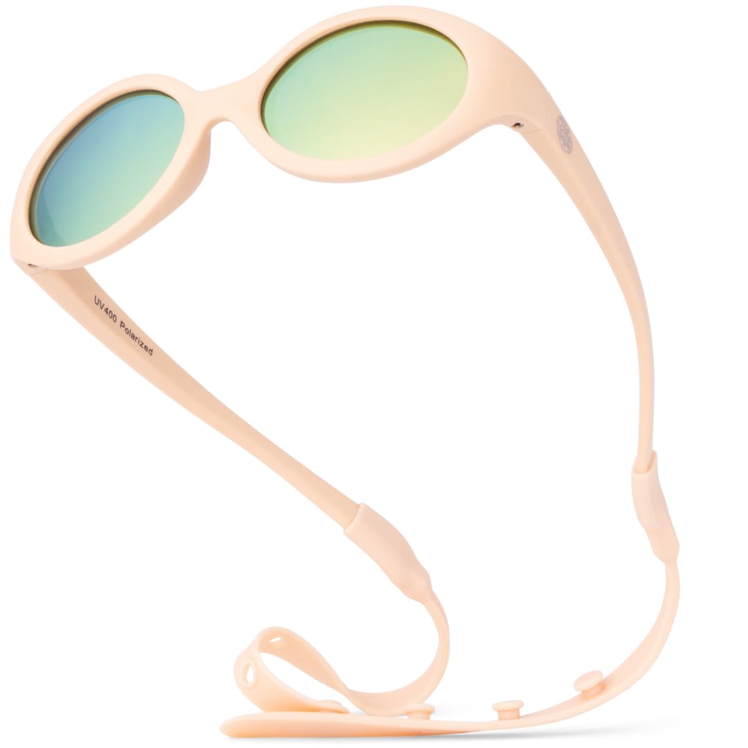 BABY SUNNIES Polarisierte Baby Sonnenbrille mit Riemen - 0-24 Monate, UV Schutz, Bruchsicher, BPA Freie Baby Sonnenbrillen