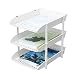 Uncluttered Designs Three Tier Tray - Stackable Organization for Letters, Documents and More - Office, Cubicle, Kitchen & Bedroom Storage & Decor (White)