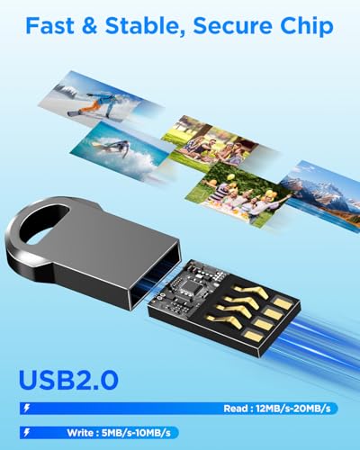 Image of EASTBULL 2GB USB 2.0 Mini Metal Flash Drive, Small USB 2.0 Drives 5-Pack with Two USB-C Adapters, Thumb Drive for Storage and Backup (2GB)