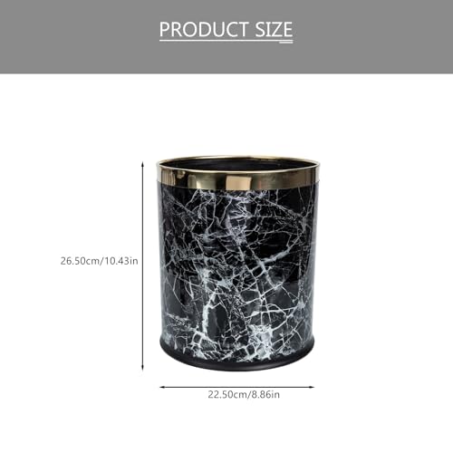 Caneca de basura redonda de plástico negra sin tapa miniatura 2