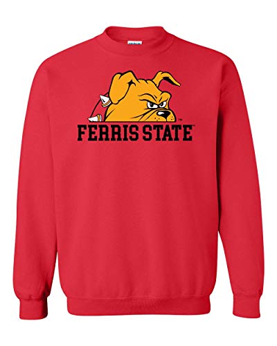 Ferris State Bulldog Half Head Two Color Unisex Crewneck Sweatshirt - Ferris Bulldogs Apparel