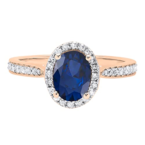 Dazzlingrock Collection 18K 8X6 MM Oval Gemstone & Round White Diamond Ladies Halo Style Engagement Ring, Rose Gold2