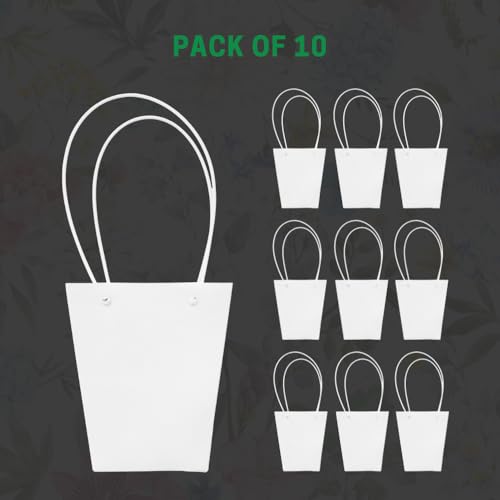 Image of Oasis Pack of 10 Conical White Flower Hamper Bags | Premium Floral Packaging Bags for Rakhi Gift Hampers, Flower Bouquets, Wedding, Return Gifts, Decorative Presentation & Florist Supplies.