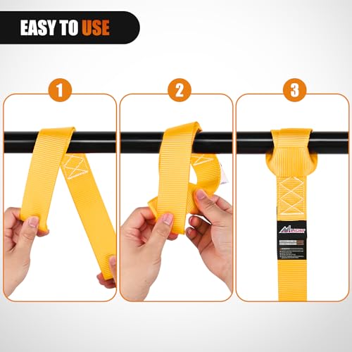 Image of Nilight Soft Loop 1.7 inchx17 inch Motorcycle Tie Down Straps Heavy Duty 12000Lbs Max Break Strength for Securing ATV UTV Kayak Moving Cargo (8PK-Yellow)