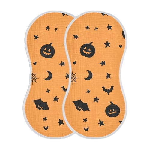 4 Pack Baby Burp Cloths, Soft Absorbent Burping Cloths for Babies, Cotton Milk Spit Up Rags, Large Size for Newborns, Baby Boys and Girls (Halloween Themed)2