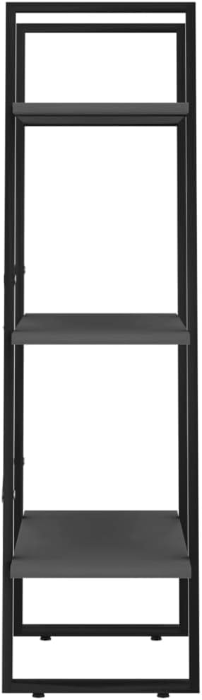 3-Tier Industrial Storage Shelf, Rectangular Grey Metal Display Rack for Living Room, Garage, and Basement Organization, 23.6 x 11.8 x 41.3 Inches