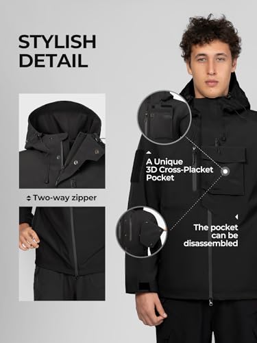 Men's Waterproof Tactical Jacket Lightweight Hooded Rain Jackets Raincoat Stain Resistant Breathable Outdoor Shell4